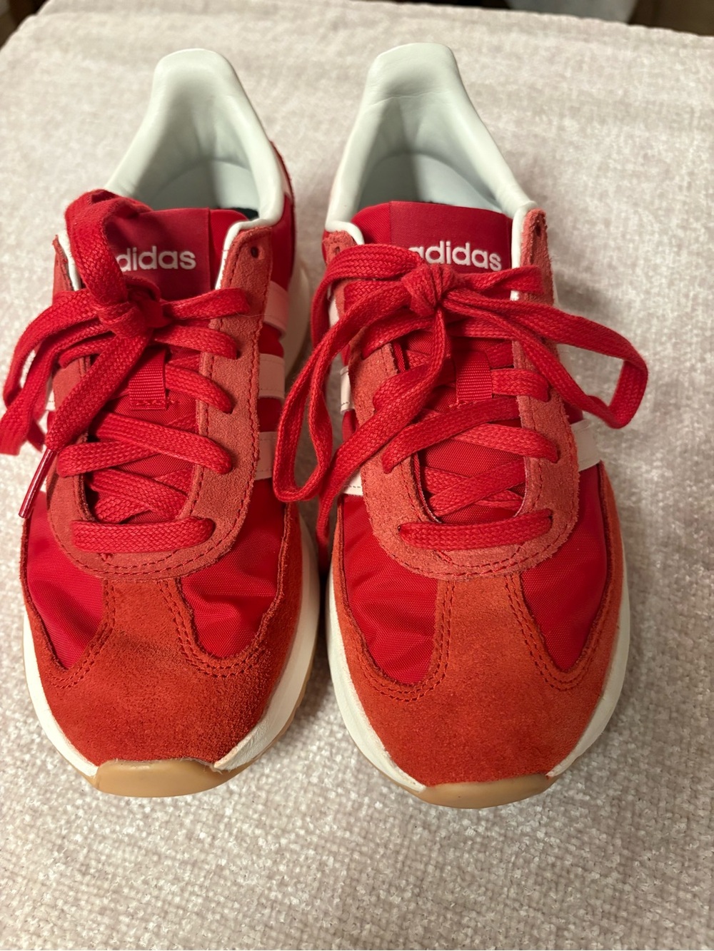 adidas Women’s Red and White Retro Runner Sneakers Size 6